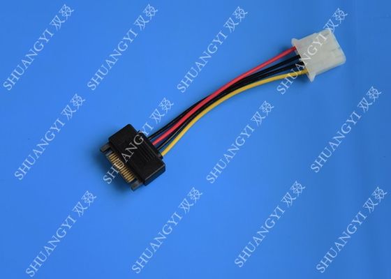 الصين 5.08mm Braided Molex 4 Pin SATA Power Cable 15 Pin Male To Male For Hard Disk المزود