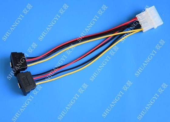 الصين Computer Molex 4 Pin To 2 x15 Pin SATA Data Cable Right Angle Pitch 5.08mm المزود