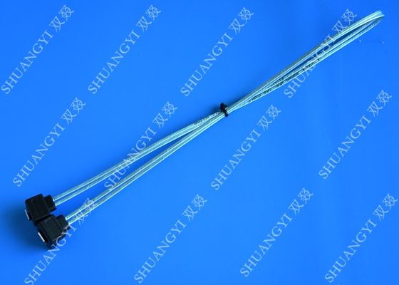 الصين Blue Slim Down Angle 7 Pin SATA Data Cable Female to Female With Locking Latch المزود