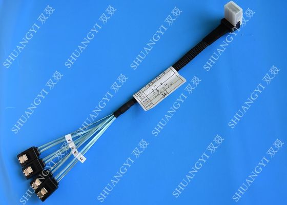 الصين SFF 8087 To 4 SATA HD SAS Cable Length 0.5m With 90 Degree Angled Connector المزود